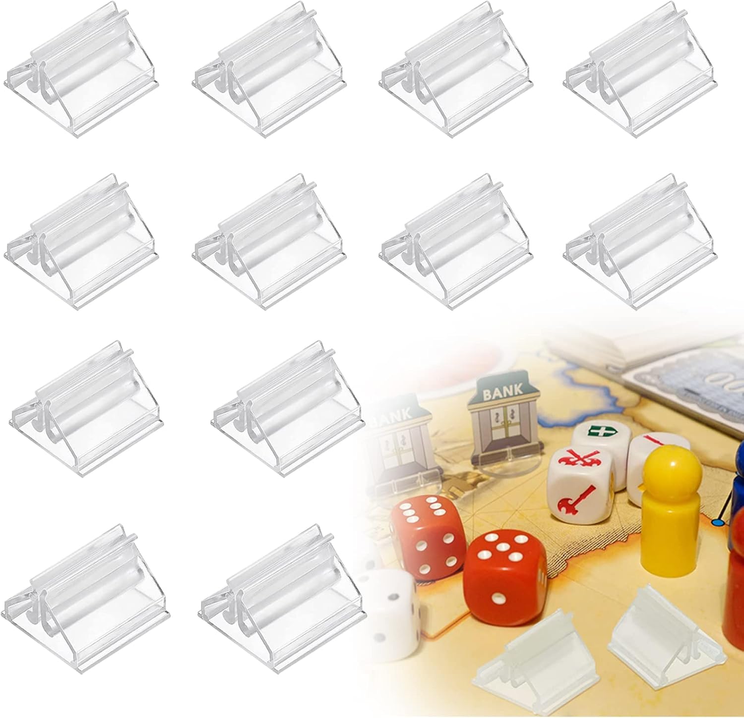 Luokeily 24 PCS Plastic Game Card Stands Clear Game Card Holder Playing