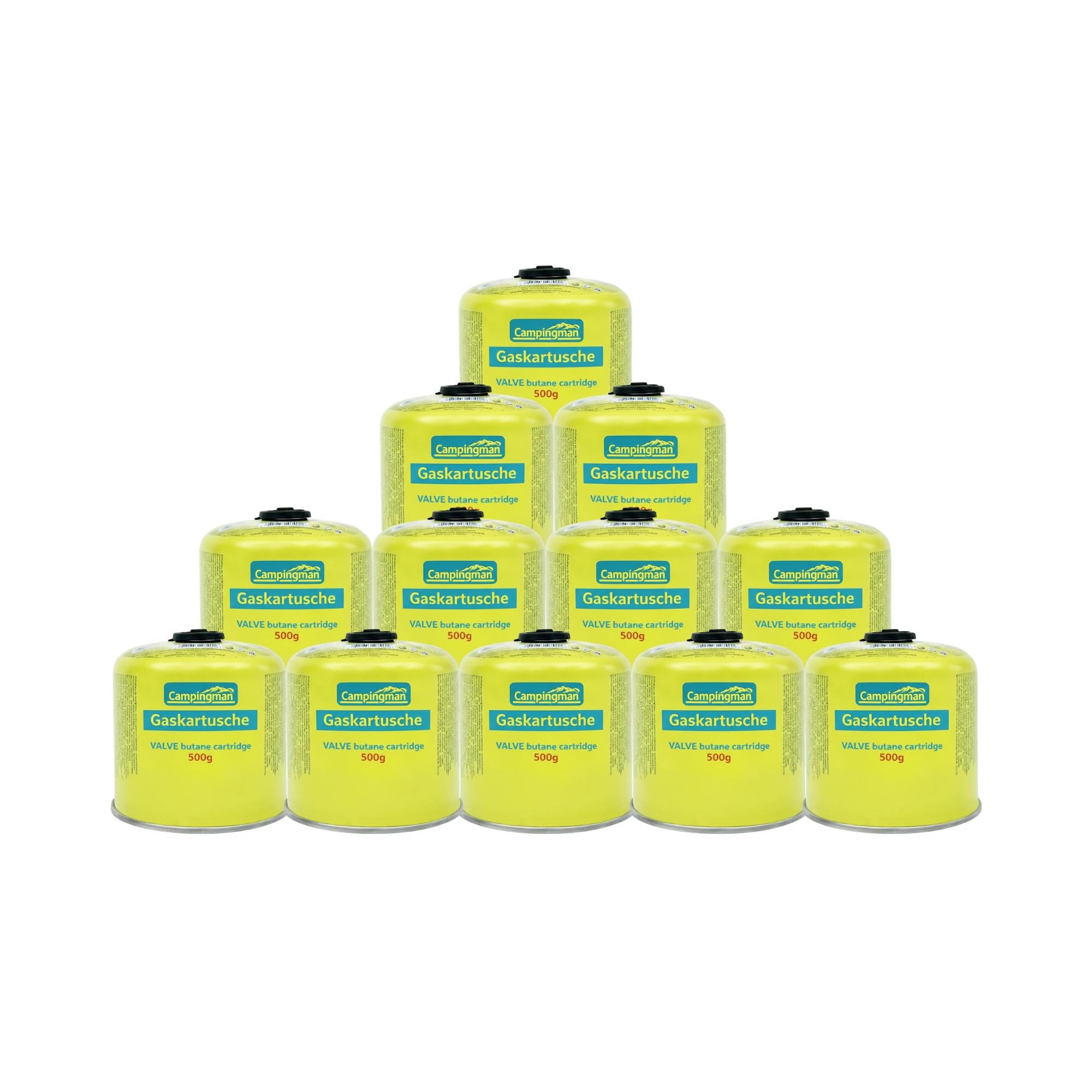 Campingman 12 cartucce di gas da 500 g con valvola a vite EN 417 – Cartuccia a vite universale per fornelli da campeggio, bruciatori di erbacce, Weber Grill & gas da campeggio