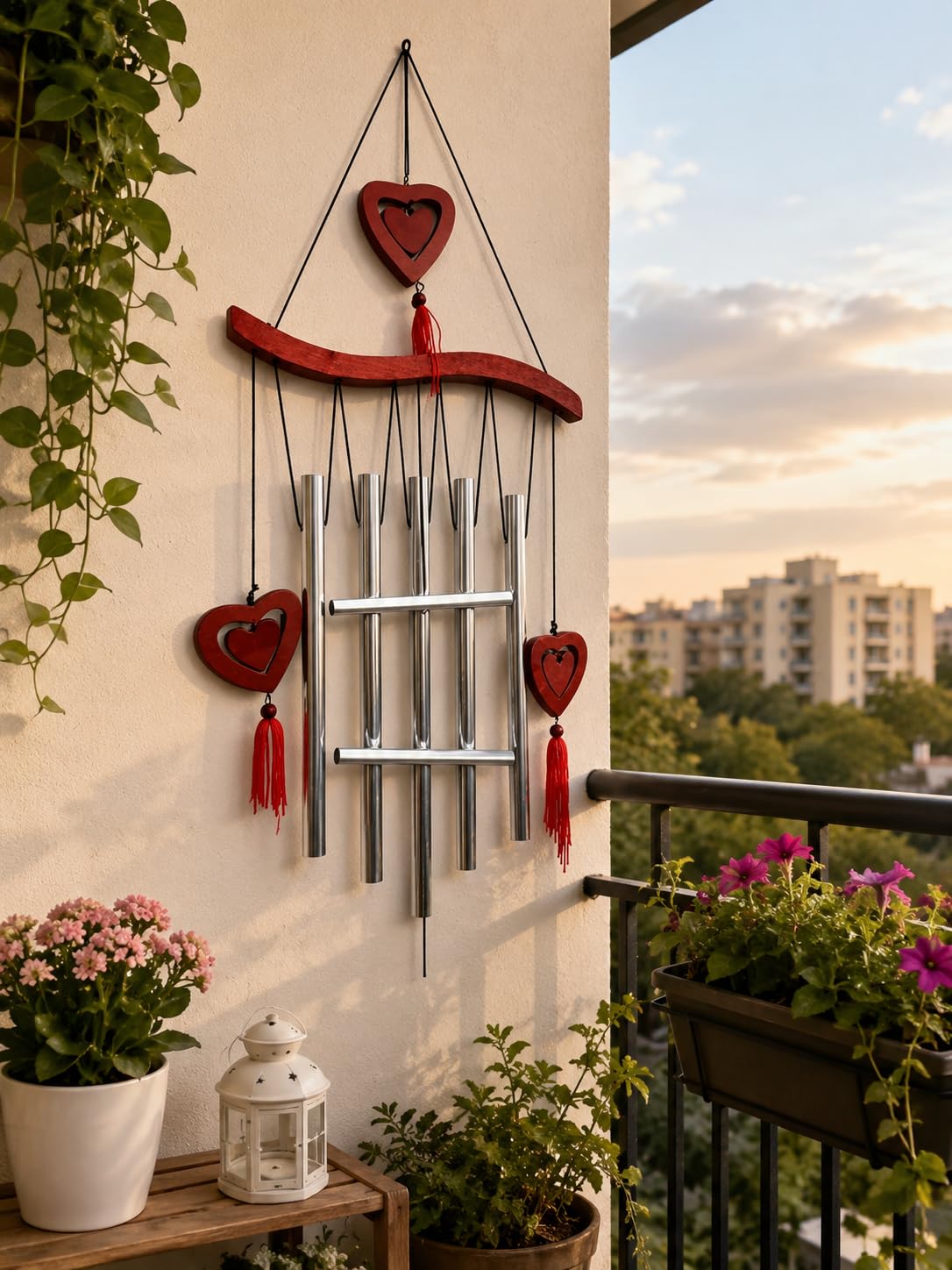 DN Enterprises 7 Silver Pipe Fengshui Wind Chime with Good Sound & Positive Vibrations | Aluminum Tube Wind Chimes for Gift-image-19