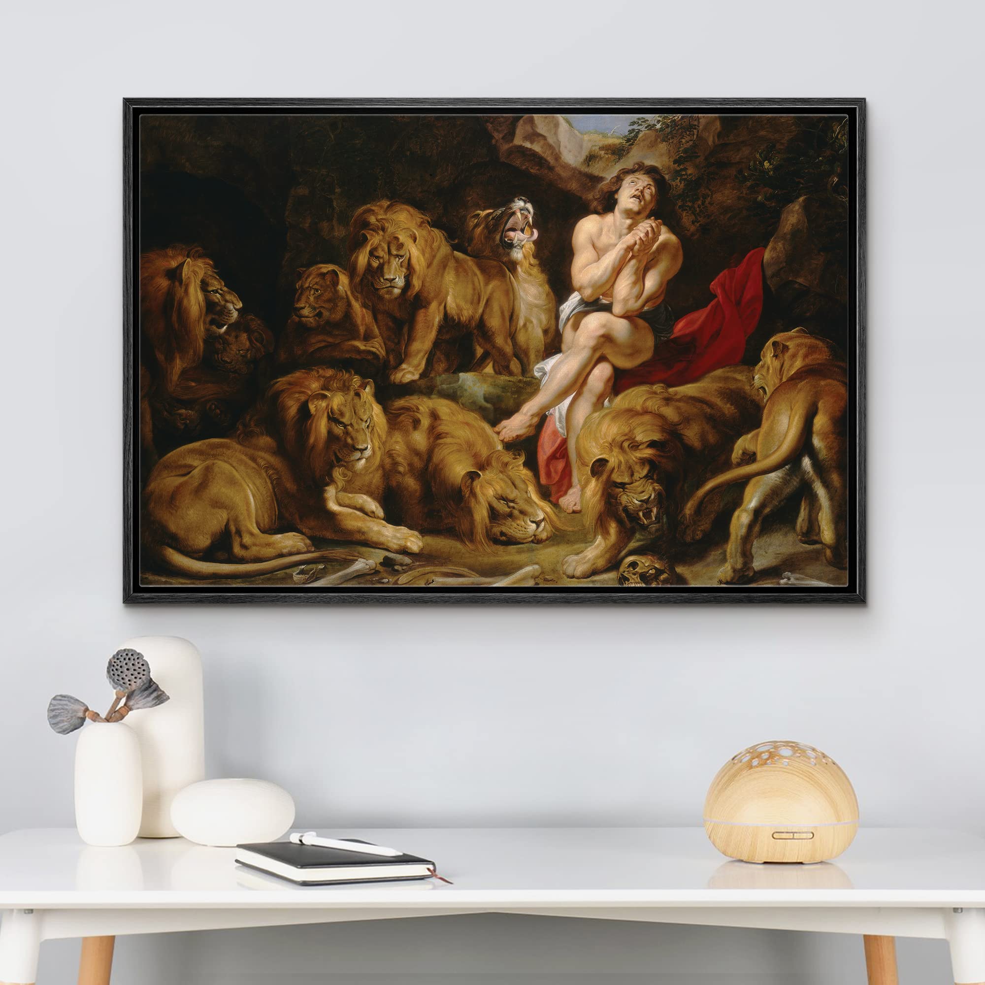 Amazon.co.jp: wall26 - ライオンの巣の中のダニエルの油絵 ピーター