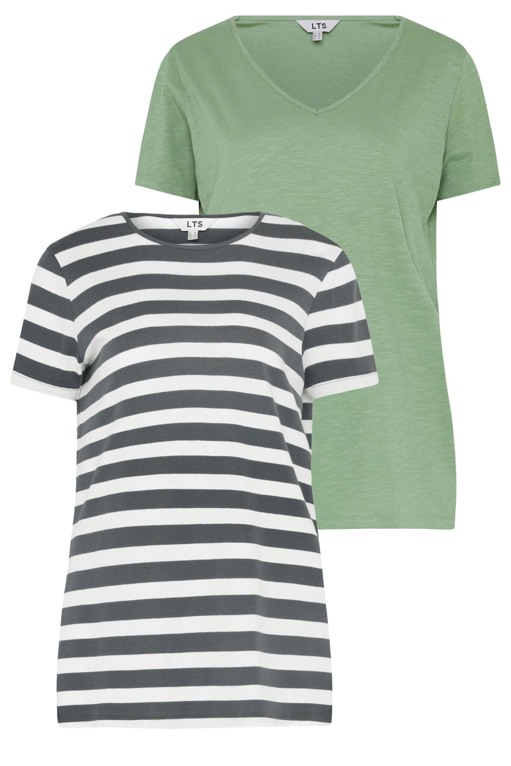 Long Tall Sally - LTS Tall 2 Pack & Grey Stripe T-Shirt - Women's