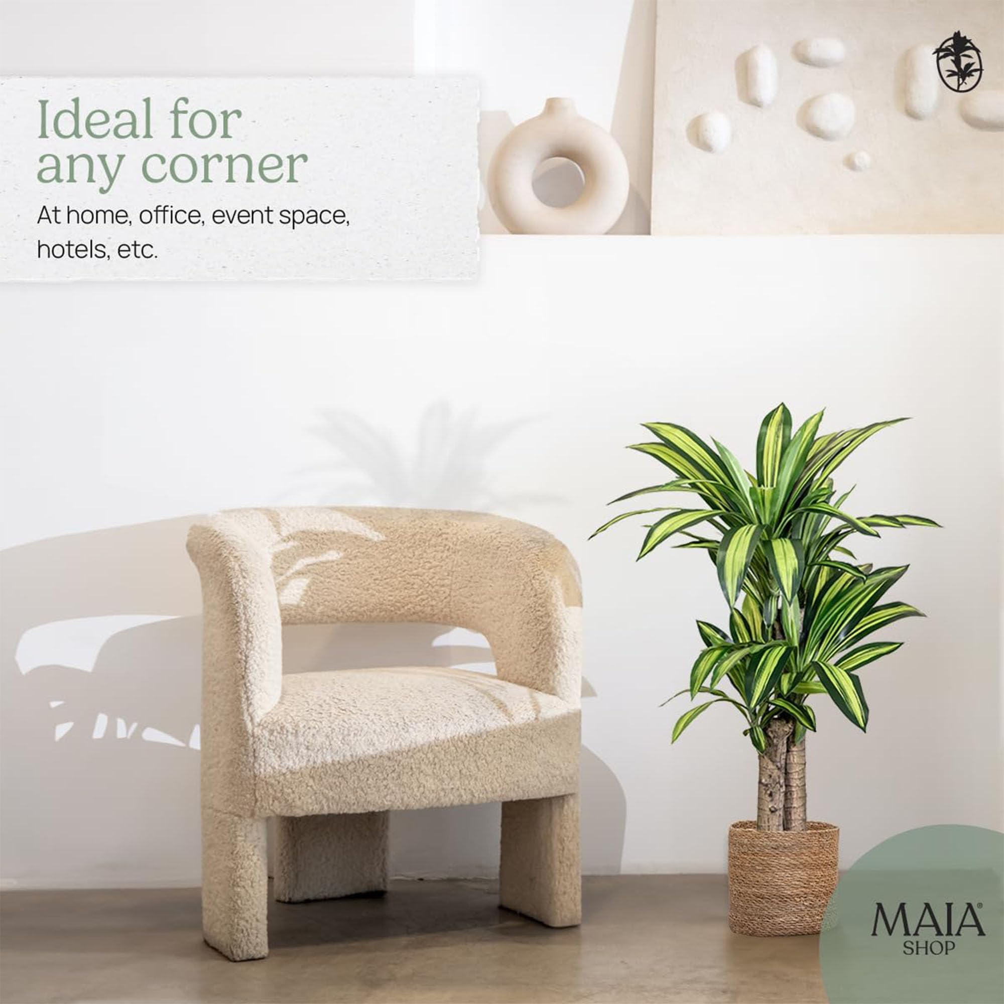 Maia Shop Dracaena Artificielle 120 cm - Faux Arbre d'Intérieur