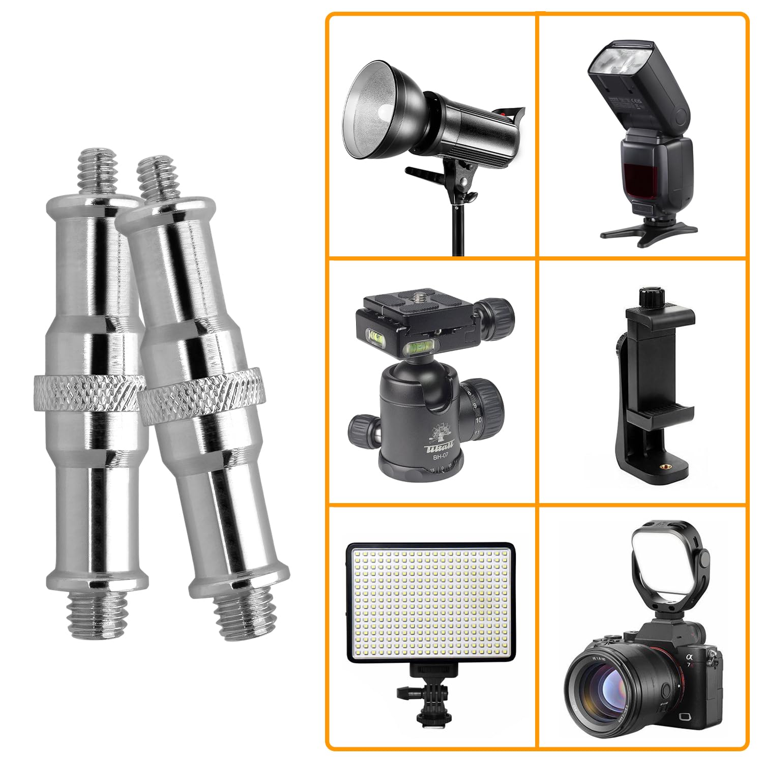 Metal Bracket Flash Light Stand 1/4 To 3/8 Inch Camera Screw Adapter For DSLR & Lighting Equipment