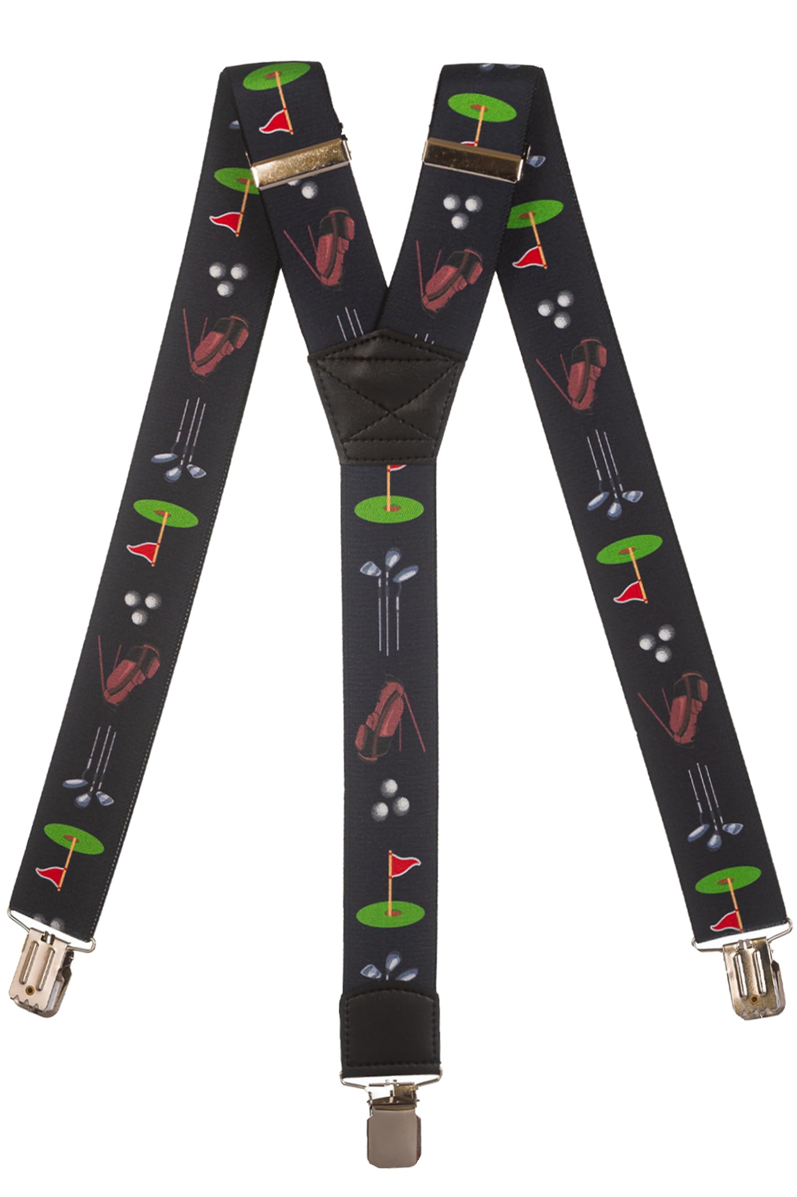 Olata Men's Heavy Duty Printed Y-Shape Braces/Suspenders, 4cm - Golf