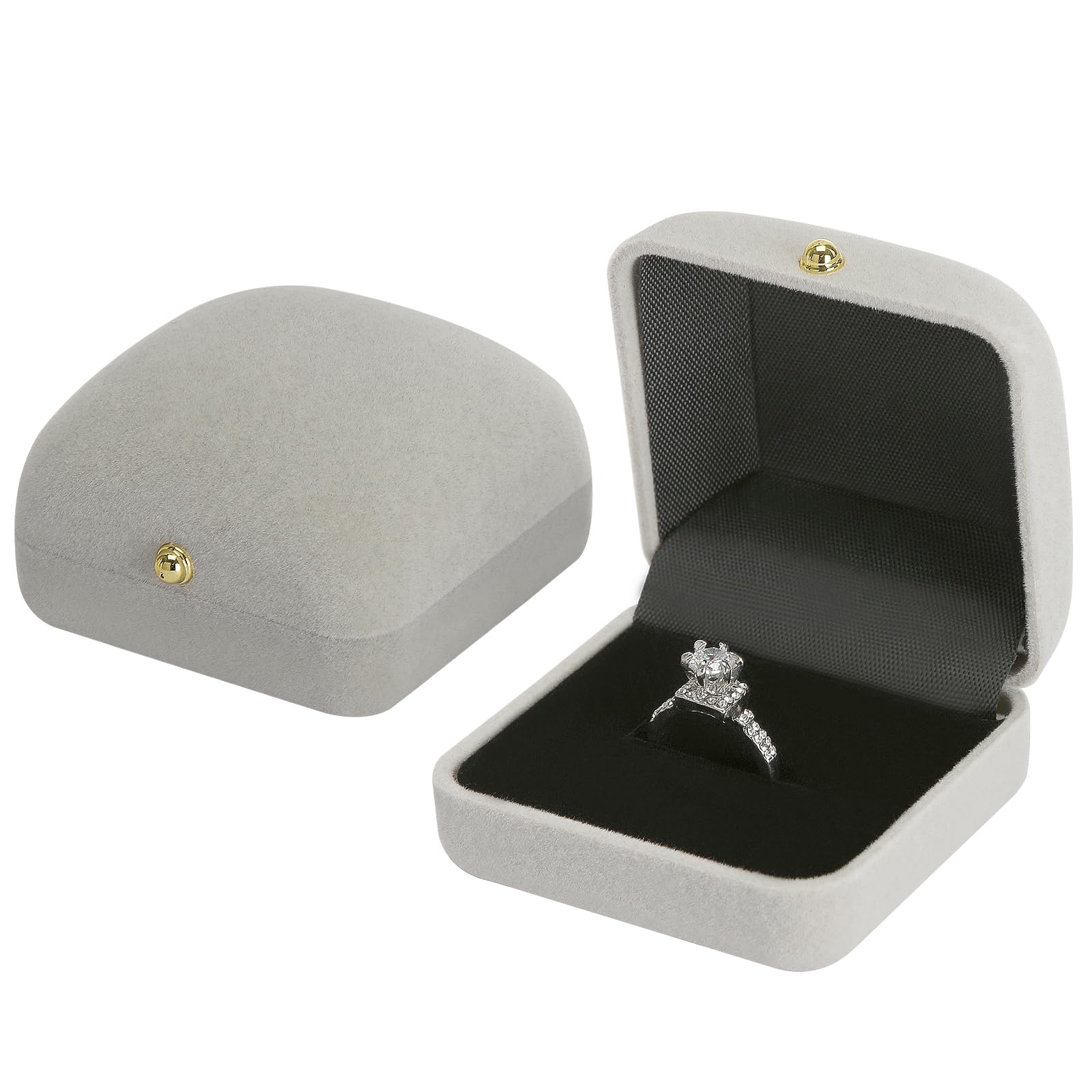 2 Pieces Velvet Ring Box for Wedding Proposal Engagement Small Jewelry Gift Box for Earrings Studs Ring Holder