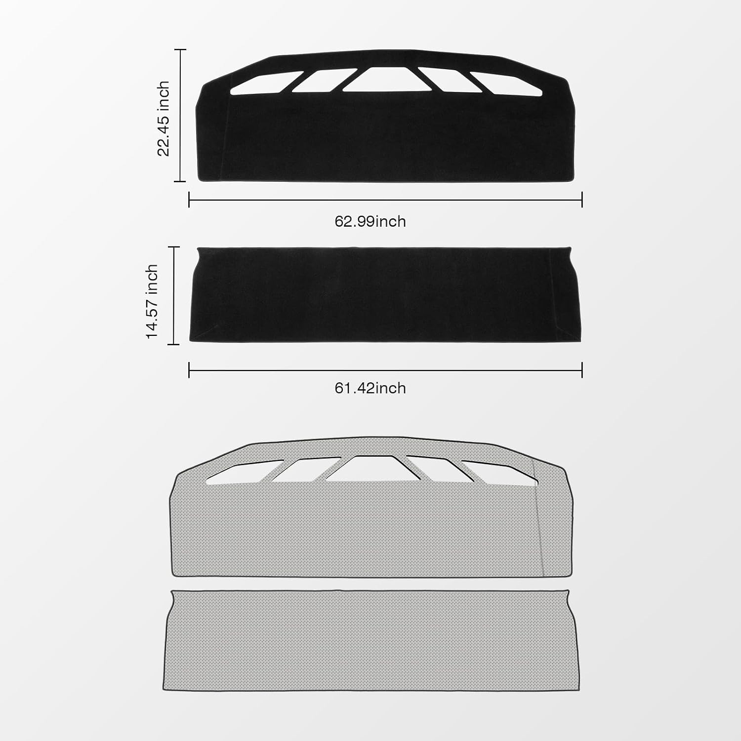 KUST Black Dash Cover for Tesla Cybertruck 2024 2025 2026 Polyester Dashboard Cover Non-Slip Interior Accessories for Tesla Cybertruck Custom Fit Dash Mat Sunshade Windshield No Glare
