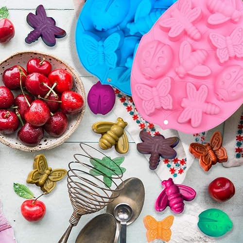Miniatura 3 de 2 moldes de gelatina de silicona para insectos, 8 cavidades de silicona de mariposa para bombas de grasa, chocolate, dulces, magdalenas, jabón,