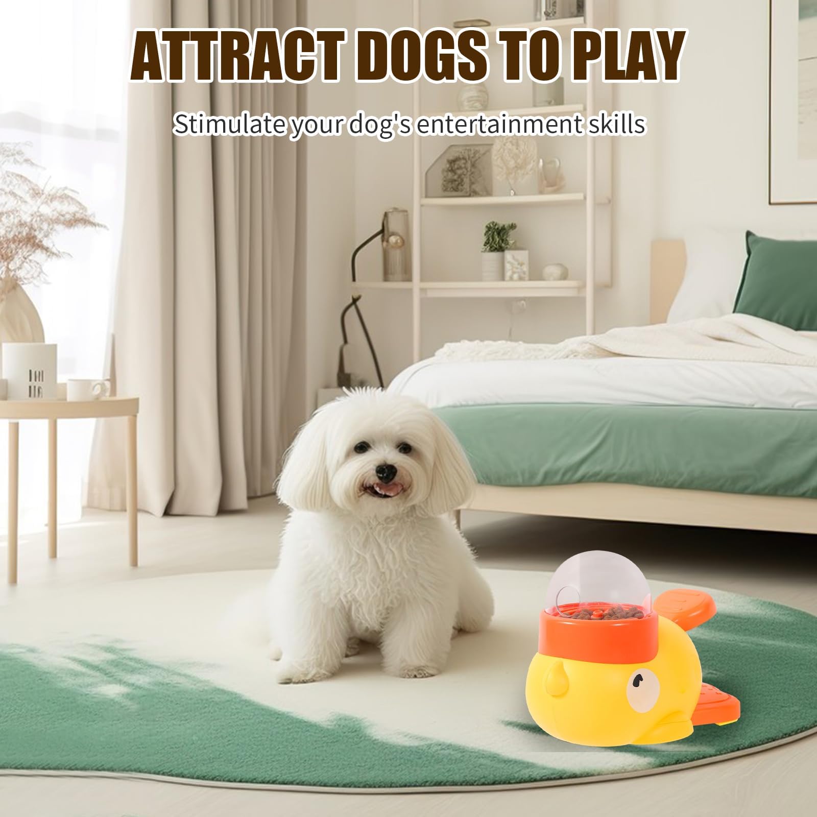 Juguete de alimentación lenta para perros, dispensador de alimentos interactivo en forma de pato para perros y gatos, máquina de alimentación automática de entrenamiento de coeficiente intelectual