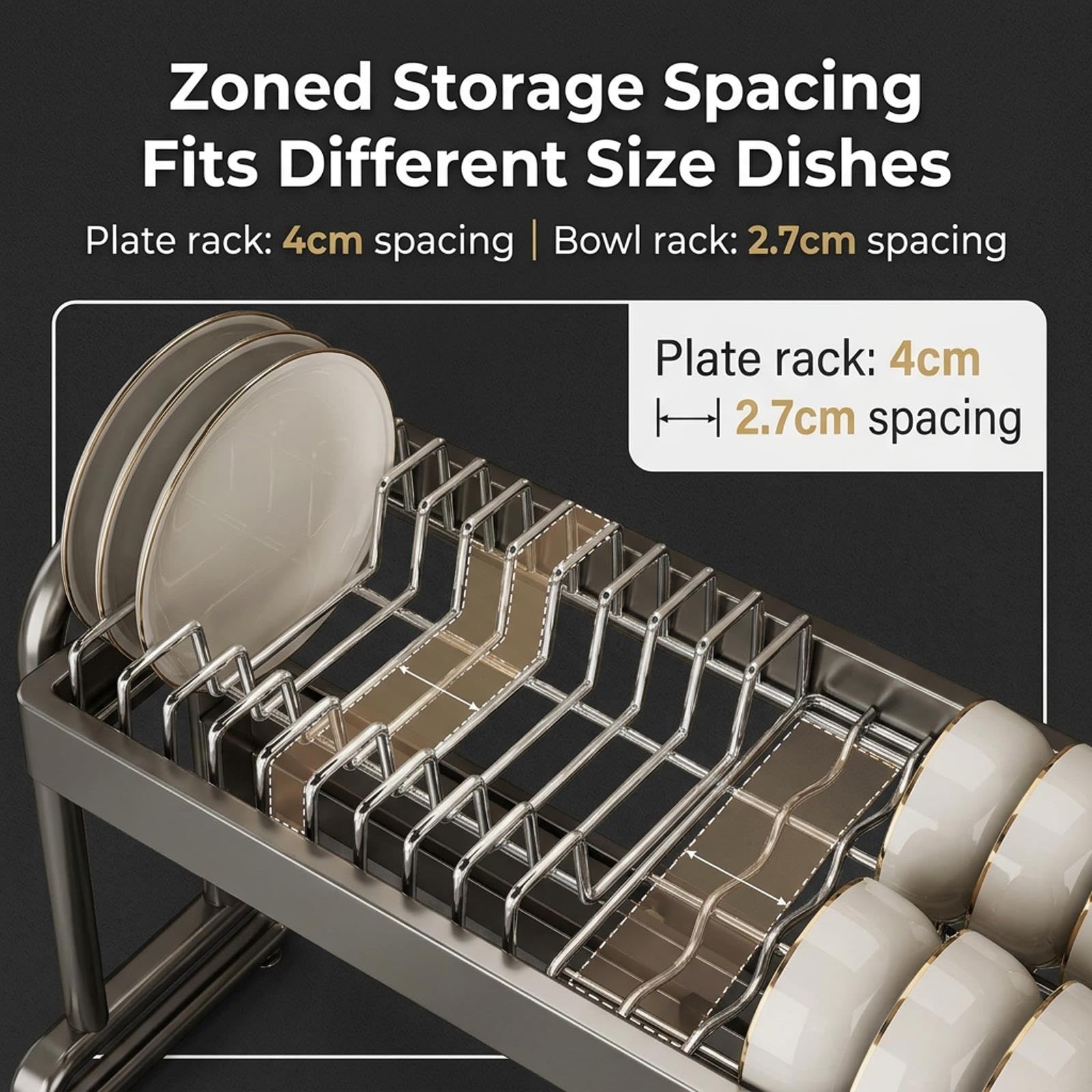 Escurreplatos grande de metal de 2 niveles,soporte for utensilios de cocina