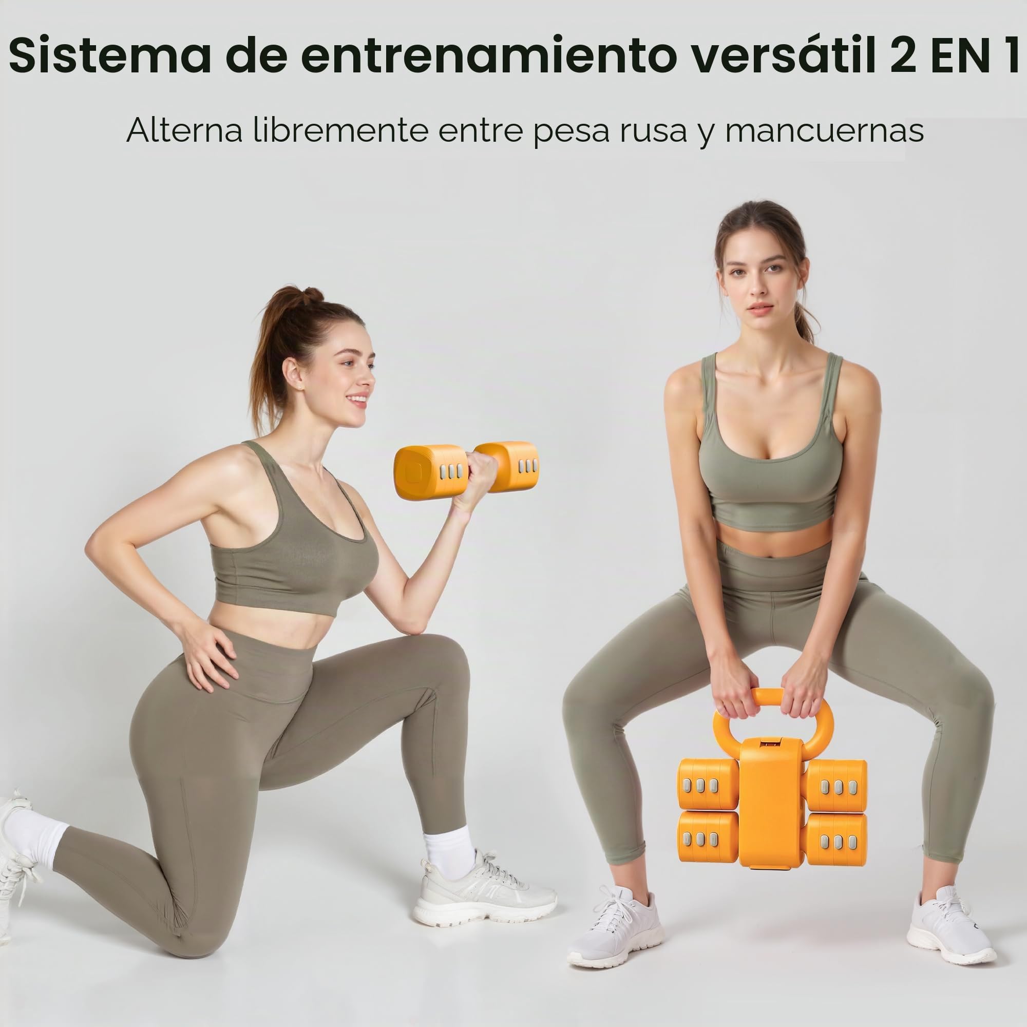 Juego de mancuernas ajustables 2 en 1 para mujer, 4 niveles (1kg a 5.5kg), pesas de gimnasio en casa para mujeres en casa, mancuernas de fitness
