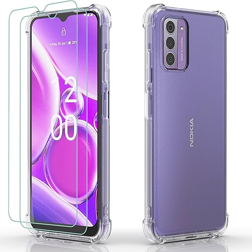 Osophter Funda para Nokia G310 5G, Nokia G42 5G, funda transparente para mujeres y niñas con 2 protectores de pantalla con esquinas reforzadas,