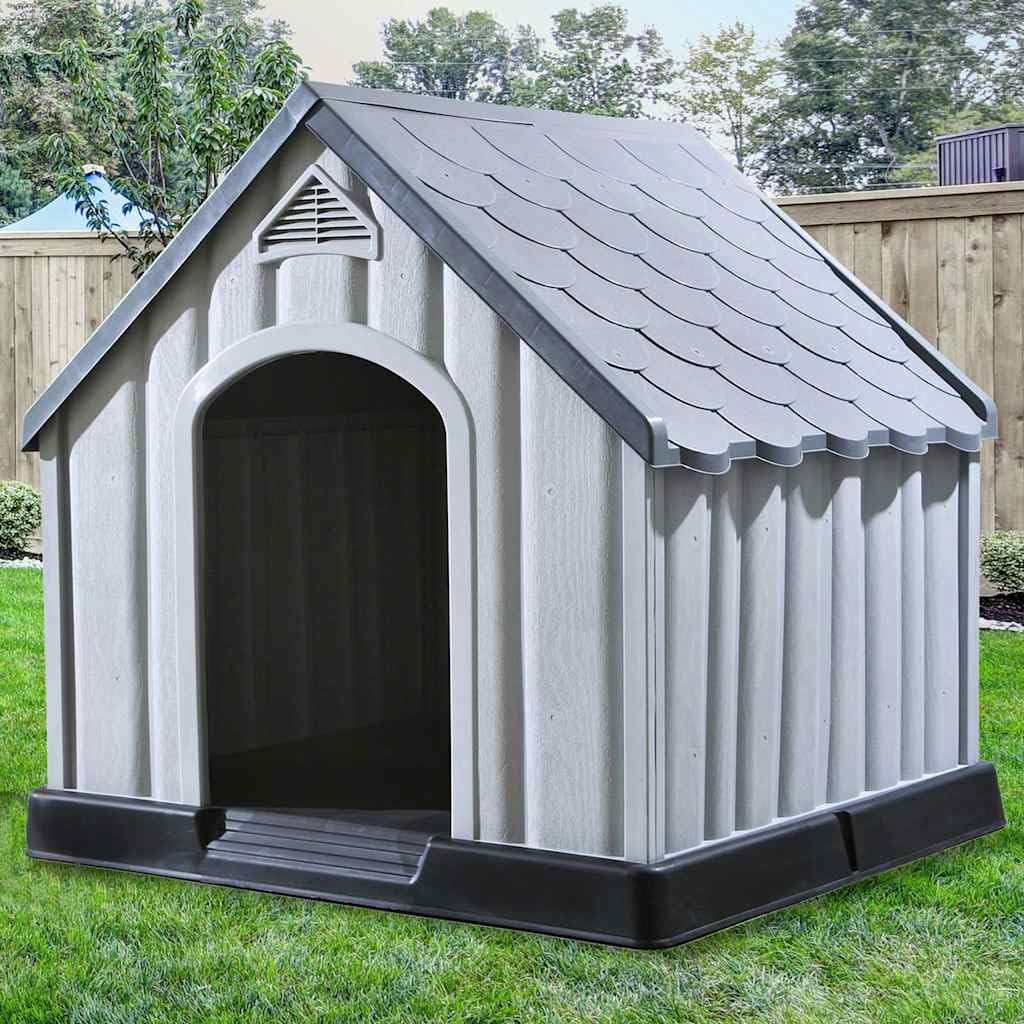 Cuccia per cani in plastica grigia, 92 x 87 x 91 cm, resistente