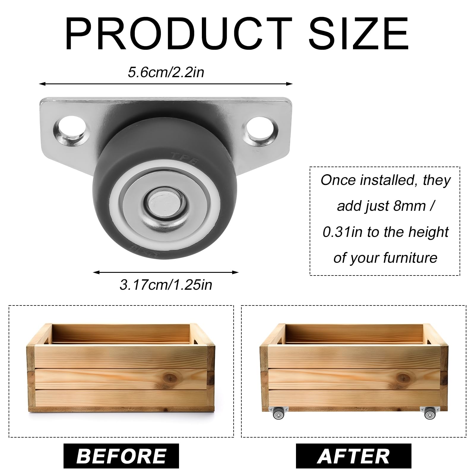 Set of 4 Side Mount Casters - Image 2