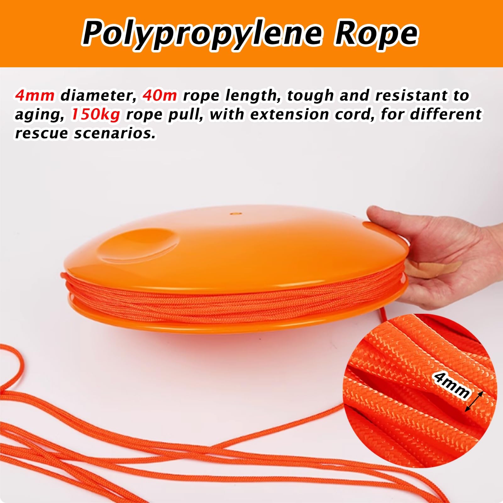 frisbee de rescate Frisbee De Rescate Para Ahogados, Frisbee Salvavidas Para Niños, Naranja De Alta Visibilidad, Dispositivos De Rescate Para Piscinas, Larga Distancia Con Cuerda De 40 M, Plástico ABS