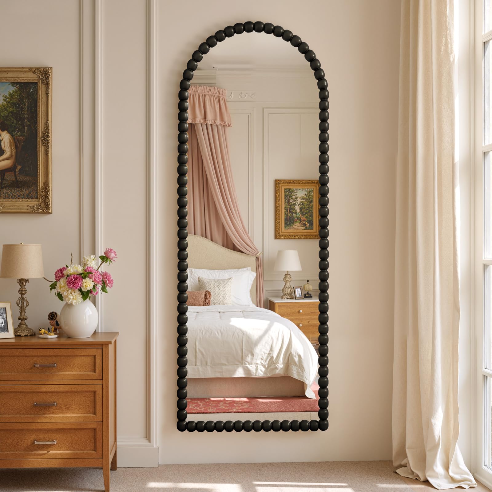 Antyczne lustro stojące, 145 x 53 cm, w stylu vintage, czarne, dekoracyjne, do domu, do domu, do domu