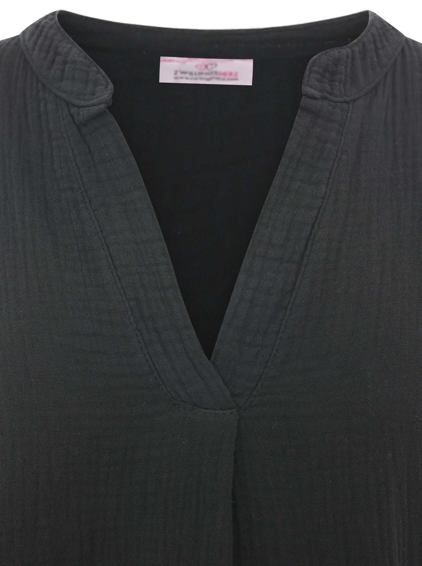 Zwillingsherz Musselin Longbluse aus 100% Baumwolle mit V-Ausschnitt – Hochwertige Tunika für Damen Frauen Mädchen - Sommerbluse Freizeitkleid Strandkleid - Locker luftig perfekt für Frühling Sommer