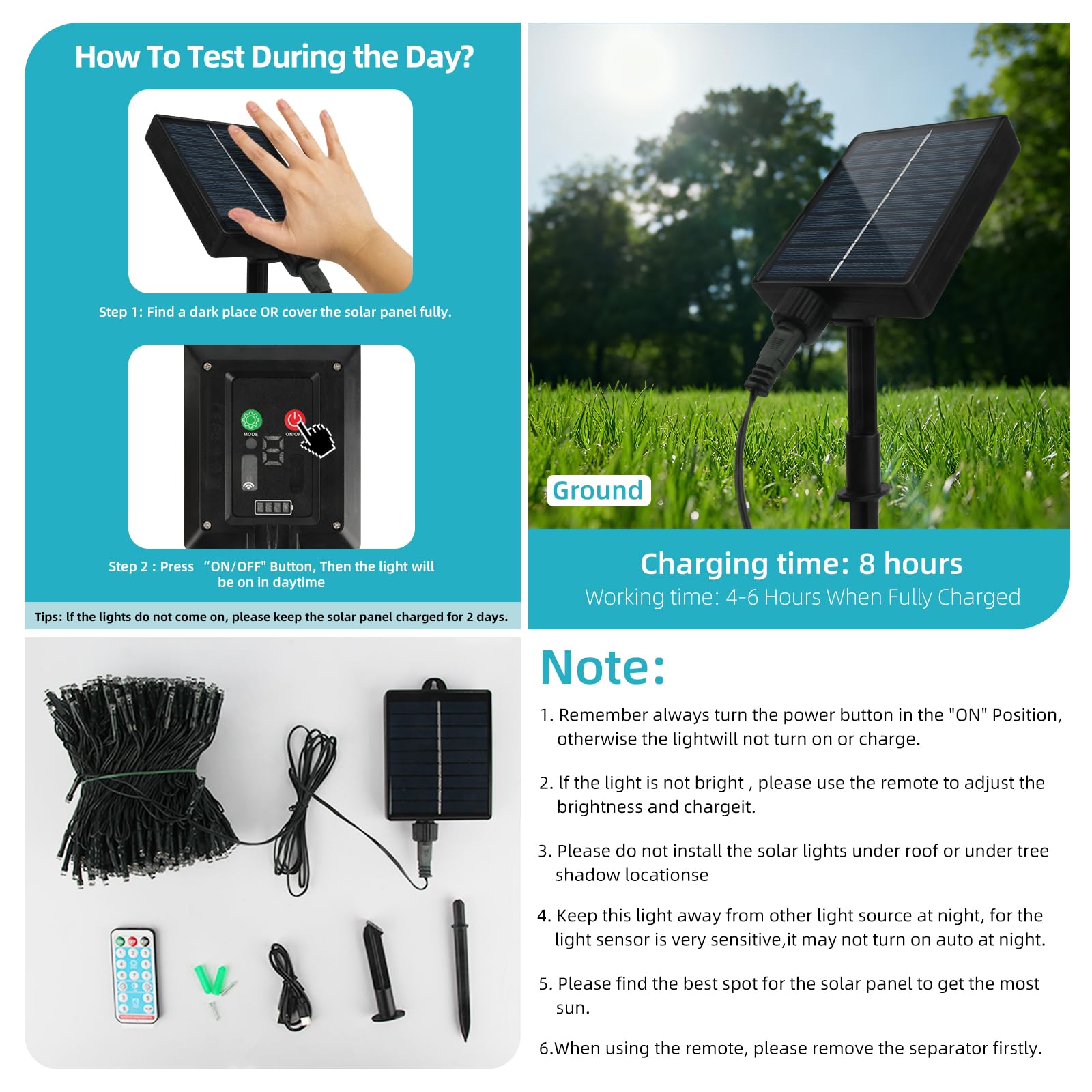 Tcamp - Luci solari per esterni, 500 LED, impermeabili, con telecomando, 8 modalità e timer funzioni, luci da crepuscolo a alba, sensore solare per giardino, patio, cortile, albero (bianco caldo)