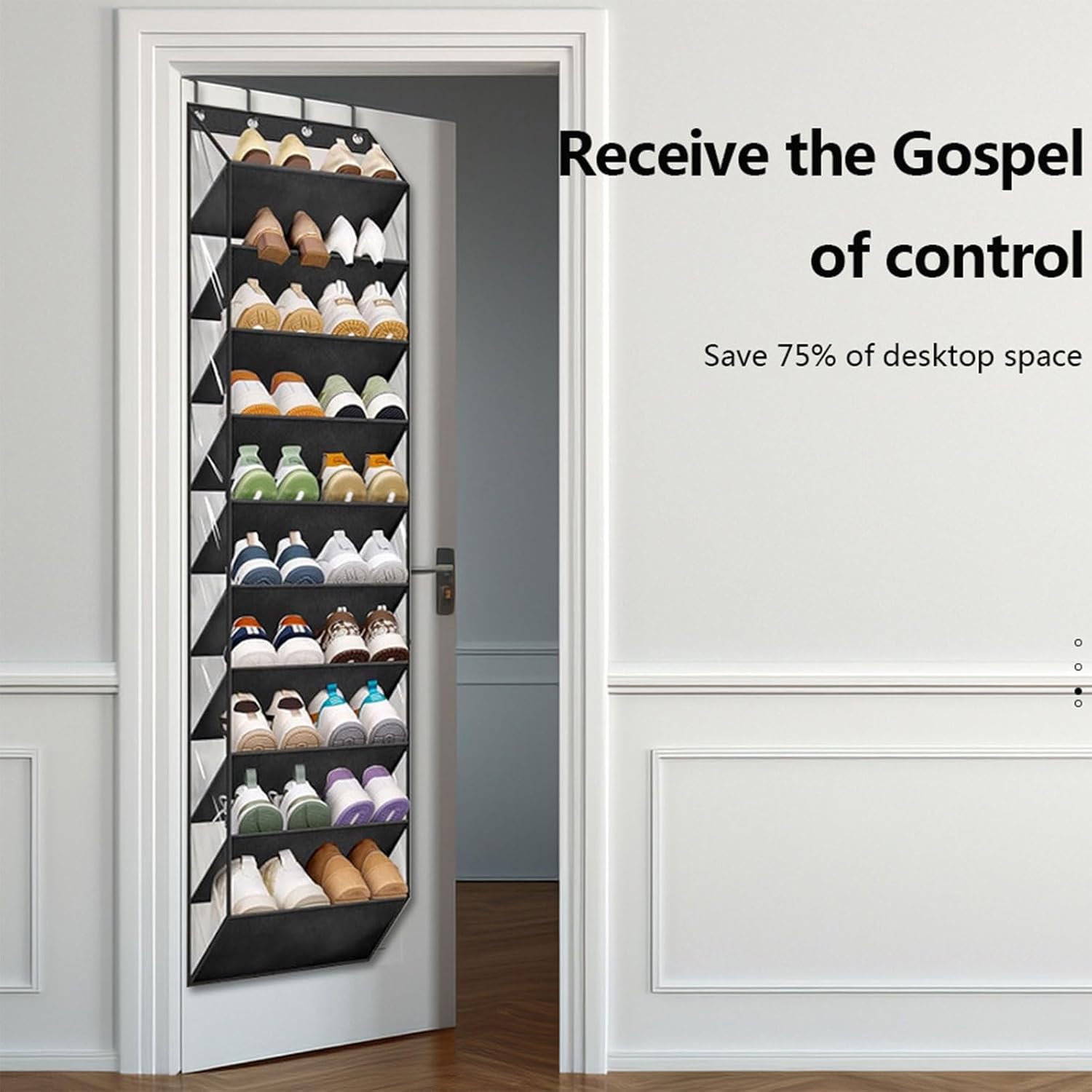 Hanging Shoe Storage with 20 Pockets for Footwear Accessories and More on Door Closet Bathroom Space Saving Shoe Planner