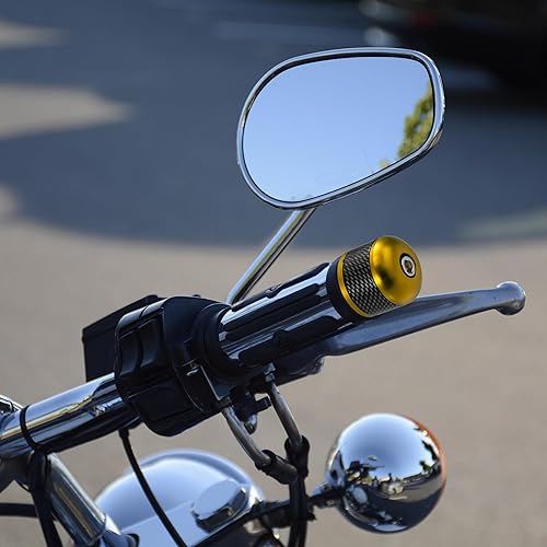 Miniatura 2 de X AUTOHAUX 1 par 78 "0.866 in tono dorado motocicleta manillar extremos barra extremos tapón fibra carbono patrón para motocicleta