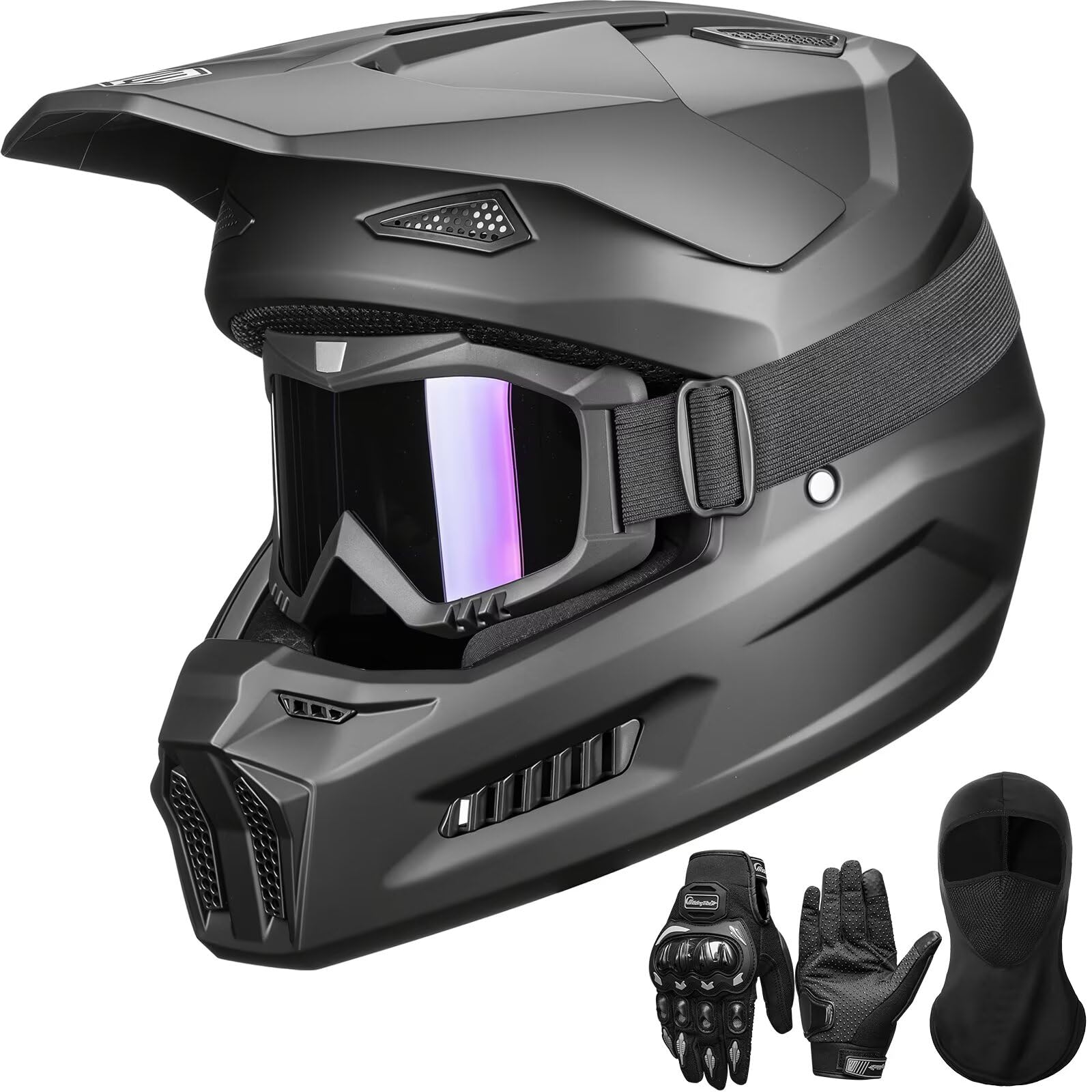 ILM Adult Dirt Bike Helmet DOT Certified Full Face ATV Motocross Set MT601A | Includes Fa…