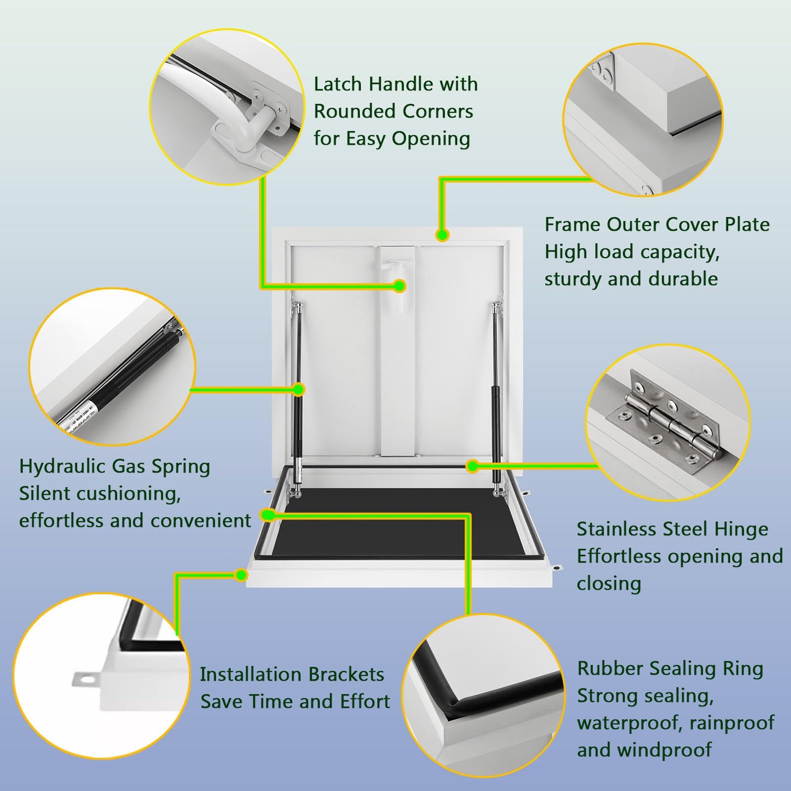 Trappe d'accès de toit imperméable facile à installer pour grenier et sous-sol Résistant aux intempéries Solution d'accès sécurisé pour l'amélioration de la maison