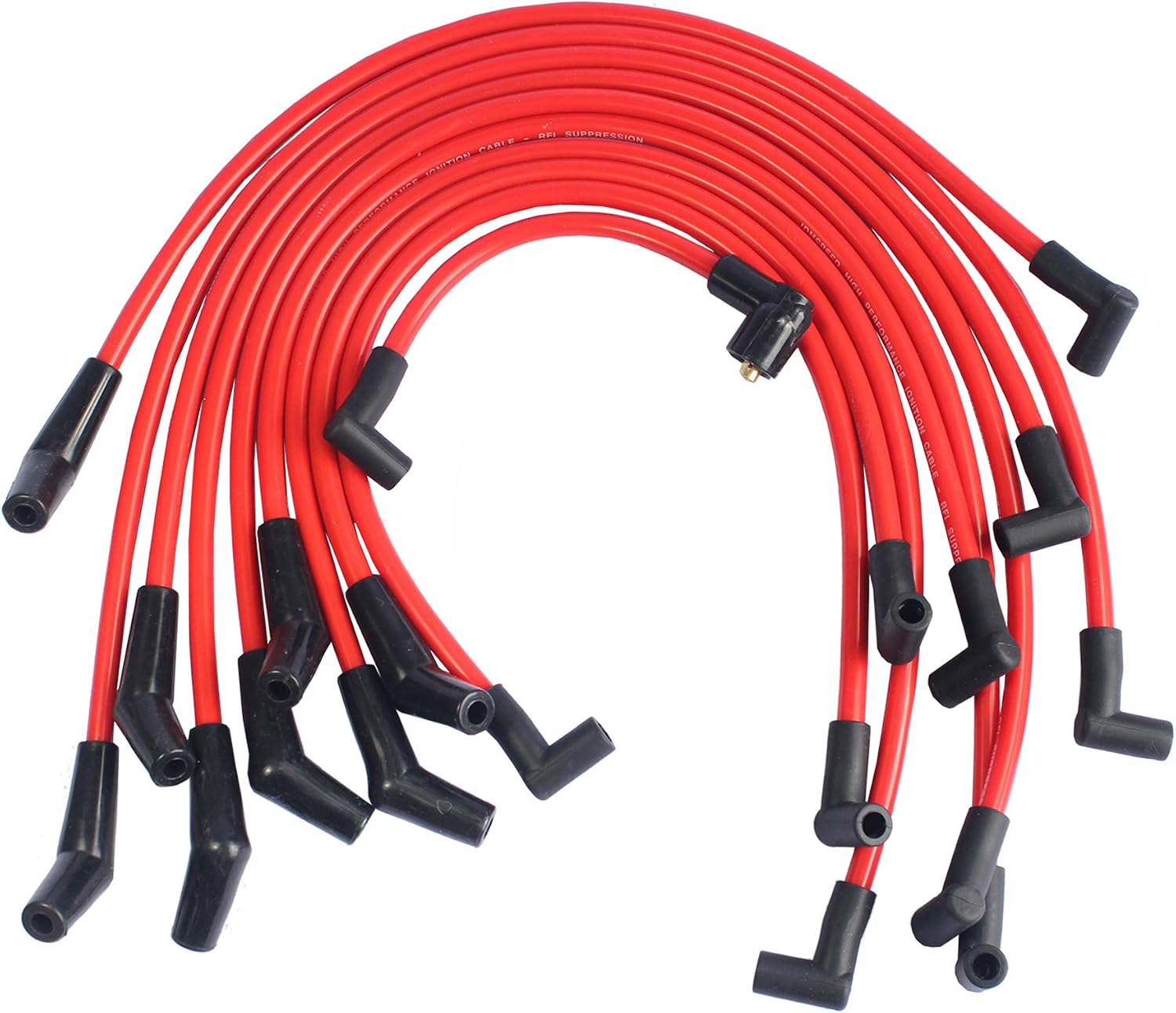 JDMSPEED New Red 10.5mm Racing Spark Plug Wires Set Replacement For Ford 5.0L 5.8L, SB SBF 302