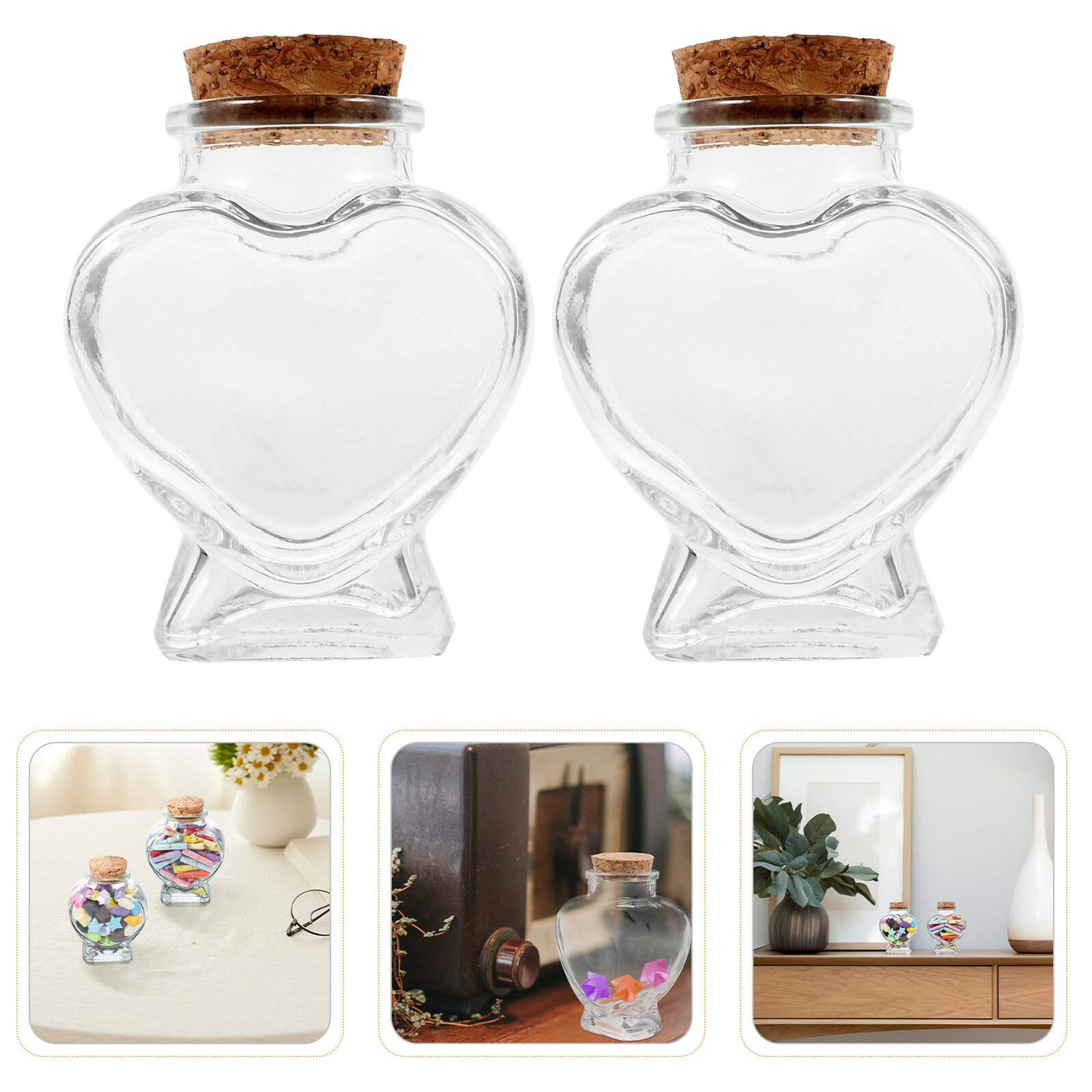 IMIKEYA 12 Bottiglie Mini Cuore in Vetro Trasparente con Tappo Sughero Barattoli per Messaggi Decorazione Matrimonio e Artigianato