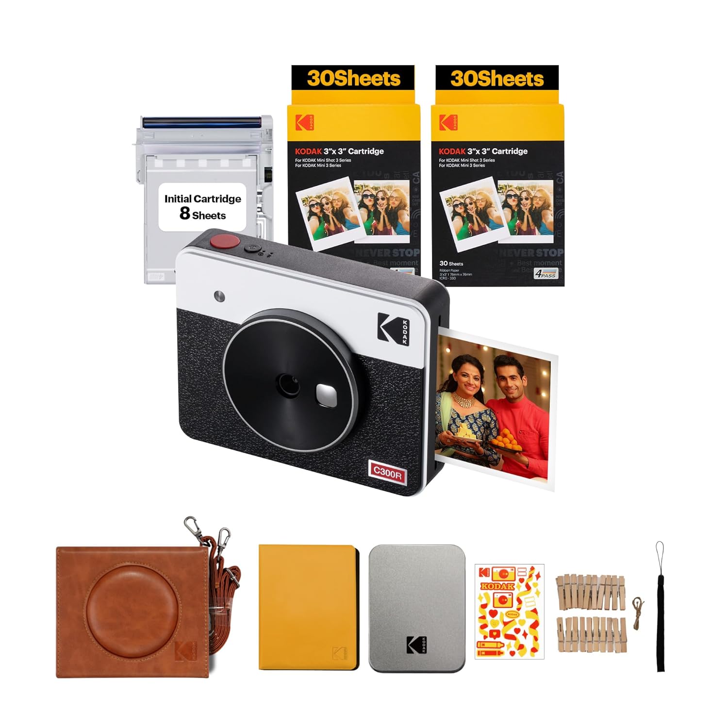 KODAK Mini Shot 3 Retro 4PASS 2-in-1 Instant Camera and Photo Printer (3×3 inches) + 68 Sheets Gift Bundle, White KODAK Mini Shot 3 Retro 4PASS 2-in-1 Instant Camera and Photo Printer (3×3 inches) + 68 Sheets Gift Bundle, White