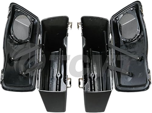 Miniatura 4 de TCMT Alforjas rígidas de 5 x 7 pulgadas, tapas de altavoz con altavoz y forros, inserto de alfombra para modelos Harley Touring CVO Road Glide Road