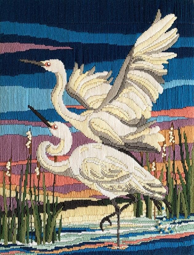 Country Threads Long Stitch Kit Egrets 30x40cm Including Threads