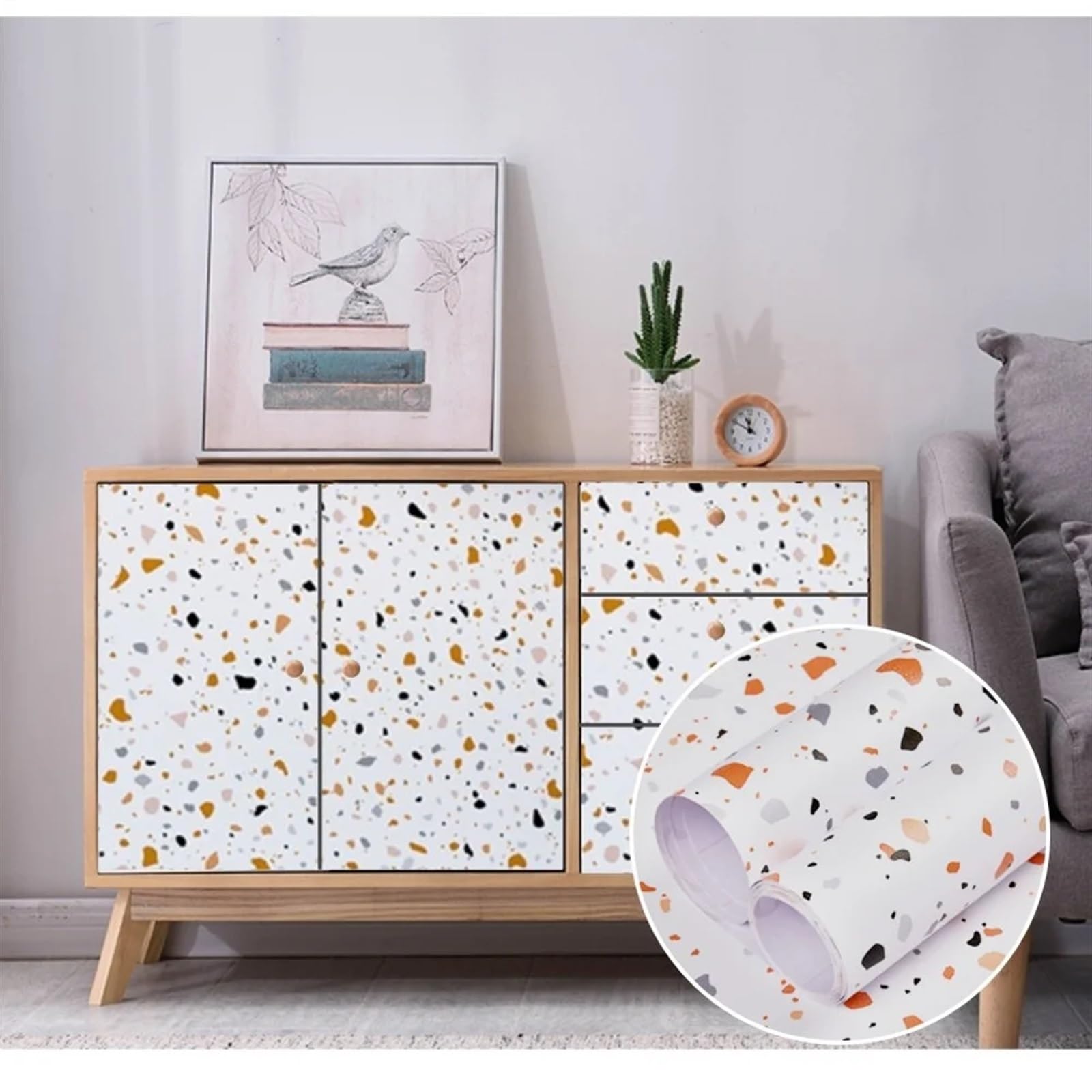 carta da parati Carta da parati autoadesiva impermeabile in PVC terrazzo for parete della camera da letto, arredamento del soggiorno, carta da contatto for rinnovamento di mobili in vinile Per la deco
