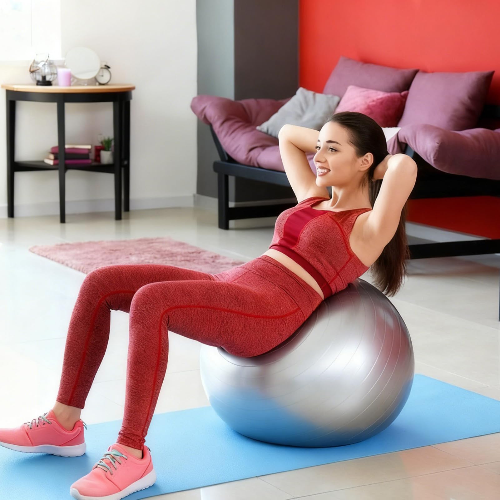Pelota de gimnasia: diseño ergonómico antiexplosión, equipo de yoga y fitness, soporte de embarazo de gran tamaño, herramienta de calentamiento de entrenamiento atlético, ideal para el hogar