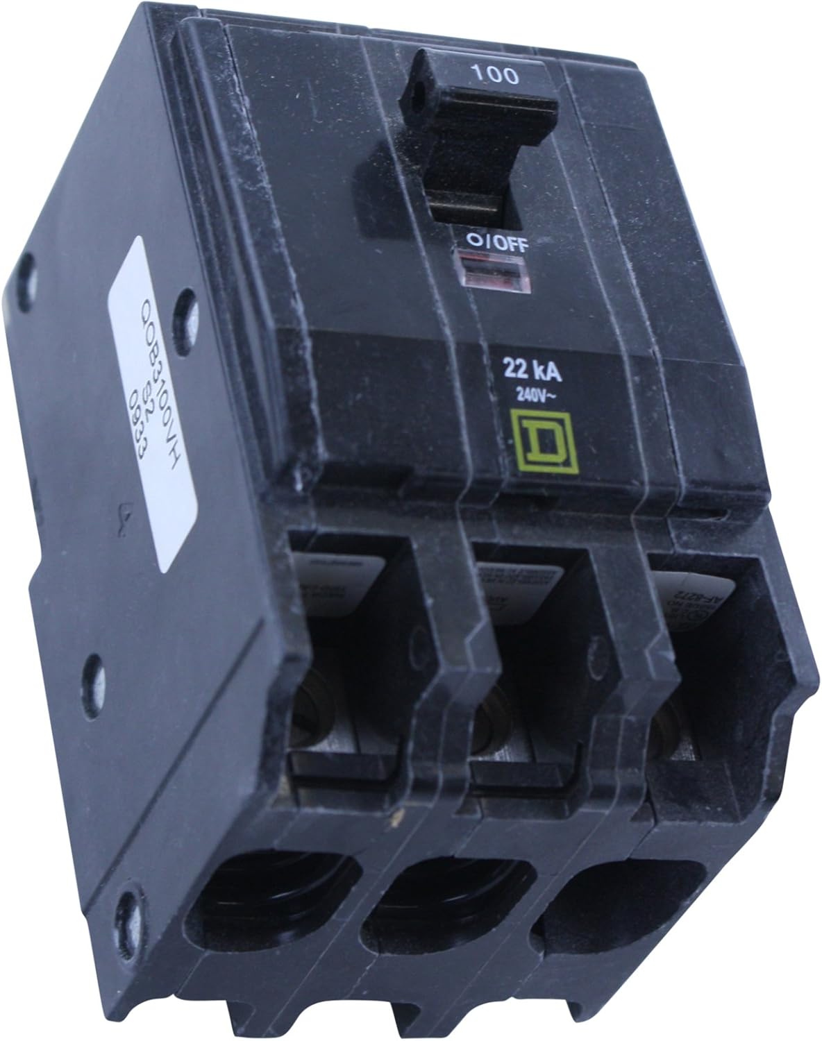 SCHNEIDER ELECTRIC Miniature 240-Volt 100-Amp QOB3100VH Molded Case Circuit Breaker 600V 100A, Black
