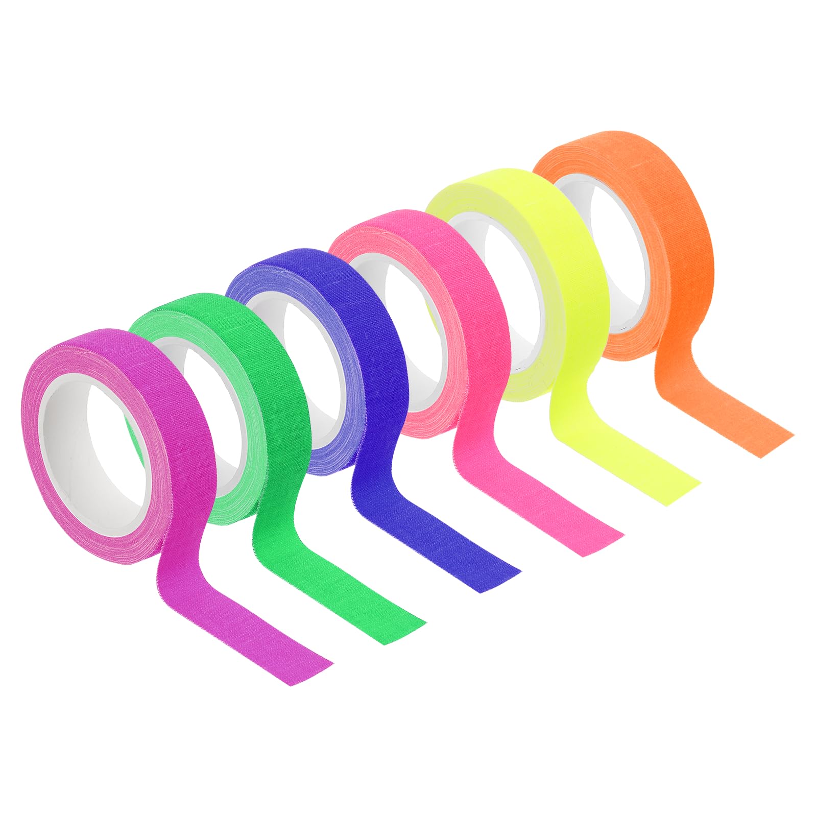 PATIKIL 15mm x 5m Neon Gaffer Cloth Tape, 6 Roll Rainbow Colors Fluorescent Blacklight Reactive Glow in the Dark Tape for Dance Floors Glow Party Supplies