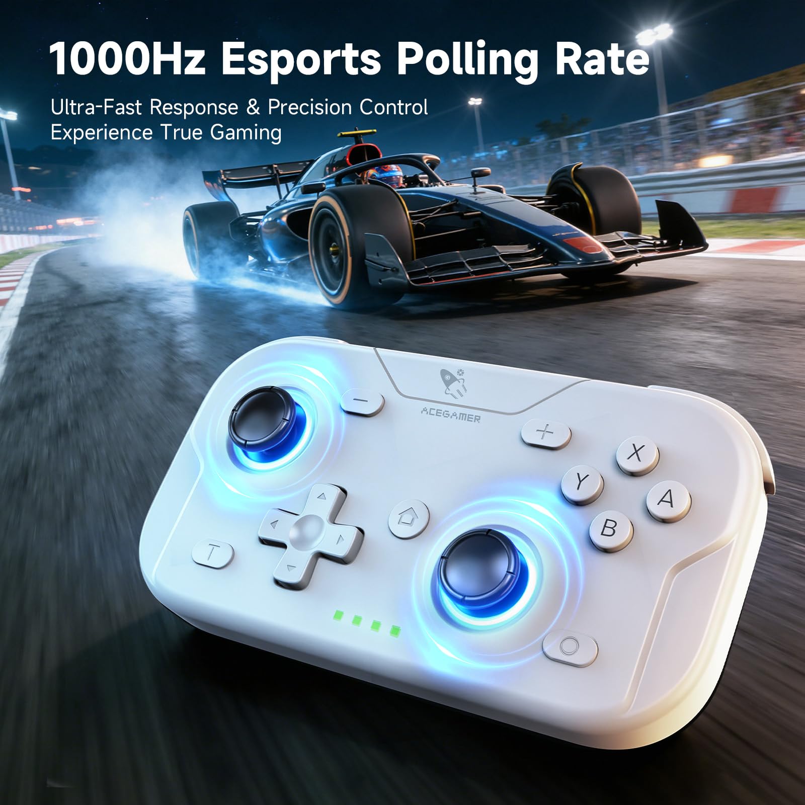 AceGamer Pocket Controller, Mando inalámbrico para Switch/PC/iOS/Android, minicontrolador con Joystick, Turbo, Sensor giroscópico de 6 Ejes y activación con un Solo botón（Blanco） — view 3