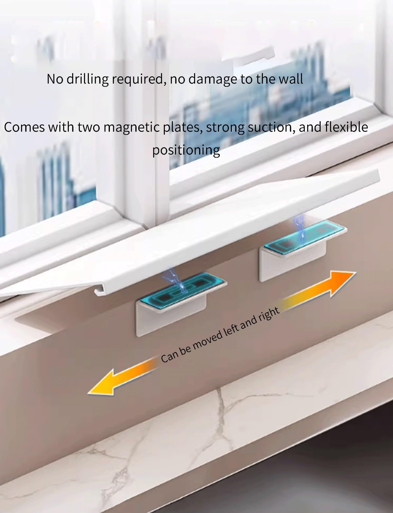 Estensore per davanzale della finestra, mensola per piante, piano di lavoro, con base magnetica, per cucina, bagno, ufficio, organizzazione