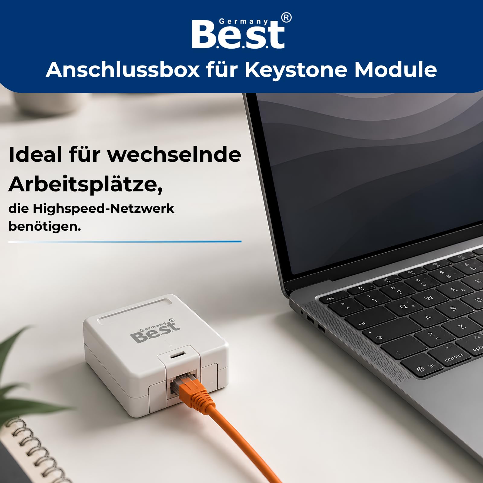 10 Stück CAT 8 Netzwerkdose 1-Port inkl. 10 Keystones Aufputz RJ45 LAN Weiß