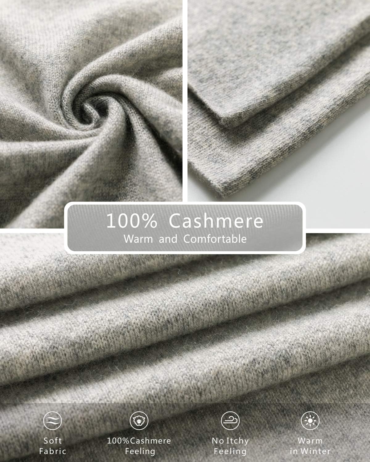 EURKEA Women’s 100% Pure Cashmere Scarf, Gloves, Beanie Hat Gift Box Set - Image 4