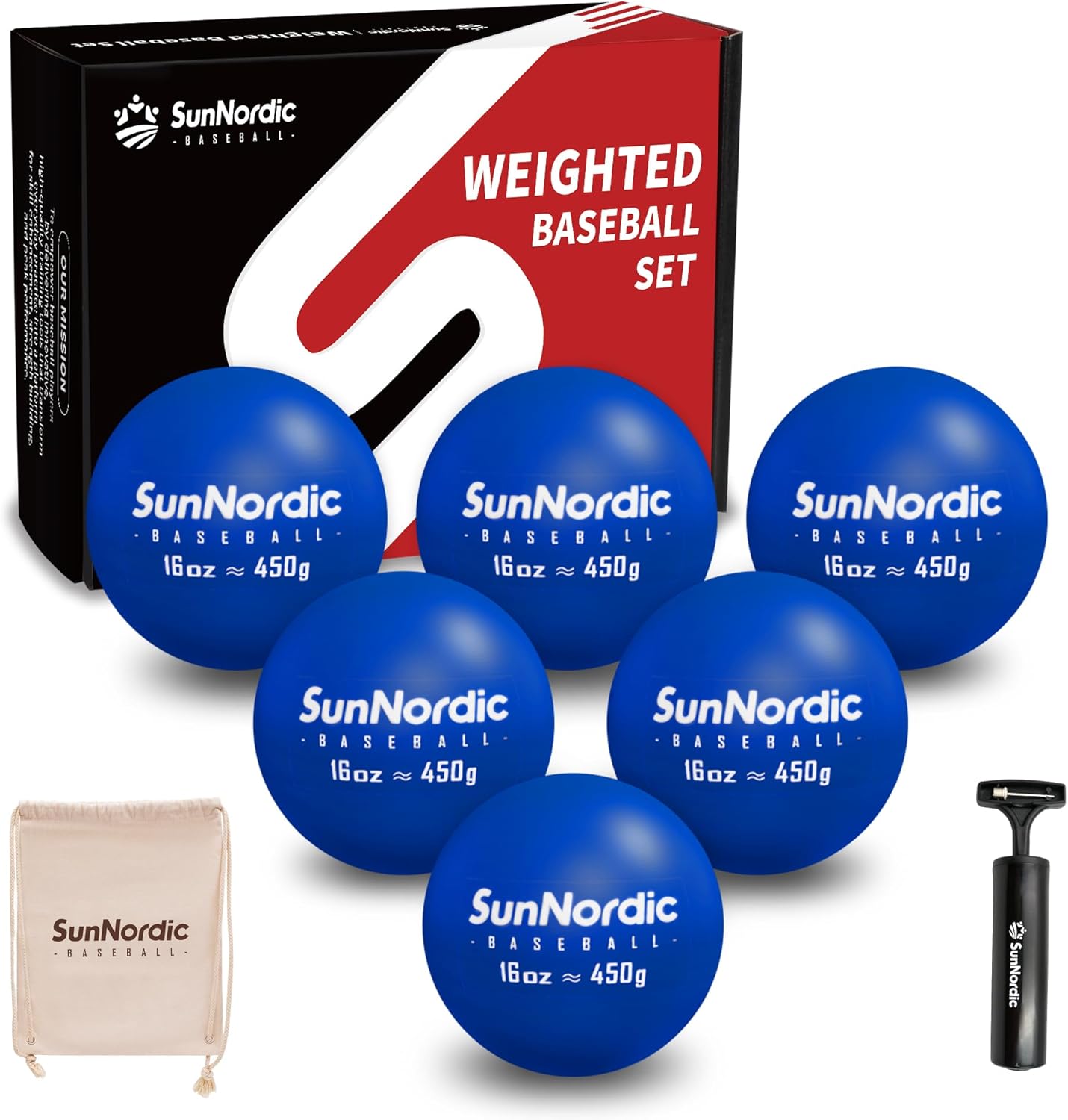 6 Pack Weighted Baseballs Set (16 oz) - Weighted Baseballs for Hitting Training & Improved Power - Pitching Training Baseball for All Skill Levels