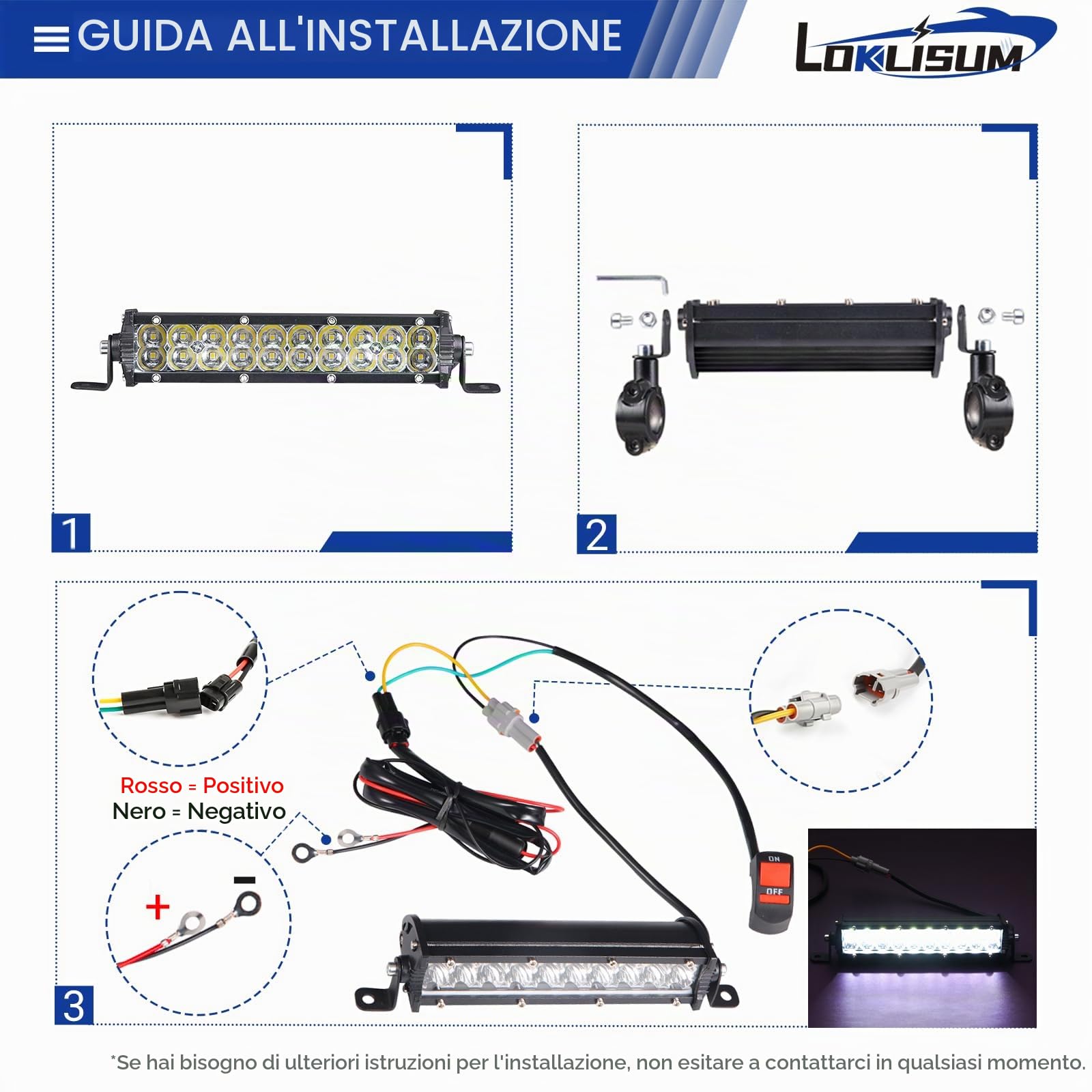Faro Anteriore per Moto da Cross 60W 2500LM con Interruttore per Manubrio da 7/8" 22 mm, Compatibile con CRF110 KLX140 KLX110 TTR110 TTR110E KLX PW XR RM KX.