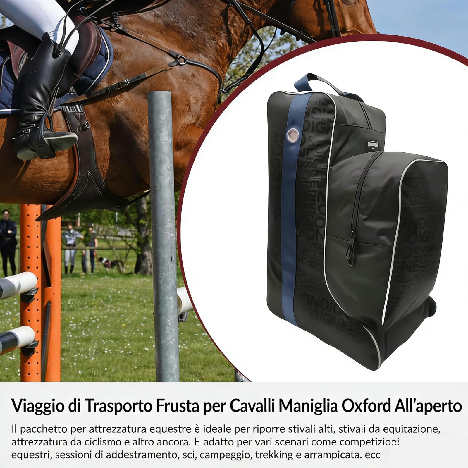 Sharplace Porta Stivali Alti Da Equitazione Con Chiusura a Cerniera, Sacchetti per Calzature Con Maniglia, Borse Portatili per Stivali in Tessuto Oxford, Design a Doppio Scomparto
