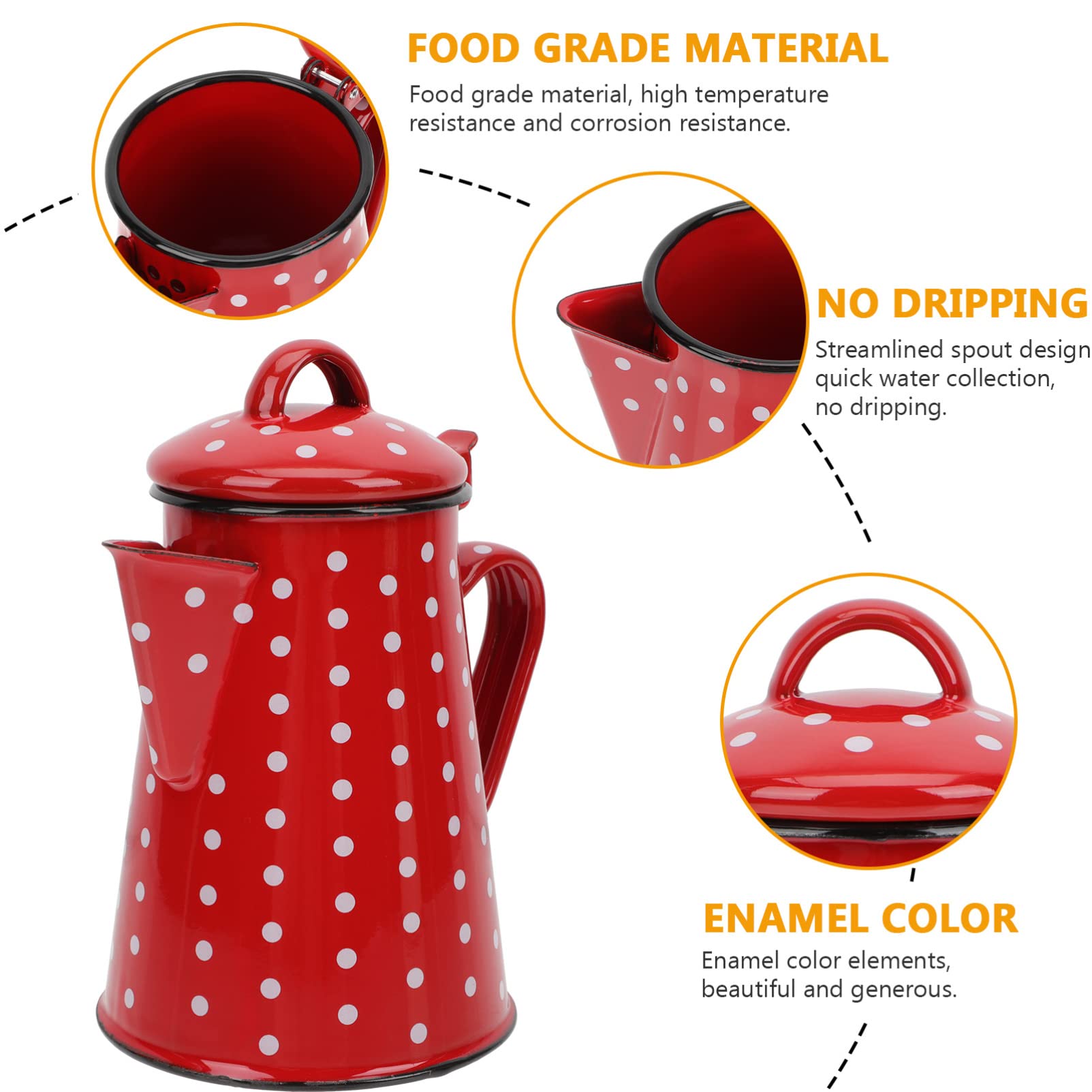 Botella de agua de acero inoxidable esmaltada para cafetera, esmaltada: hervidor de café esmaltado para camping, hervidor de agua caliente, tetera para estufa, fogata, 0. Hervidor de camping de 8 L