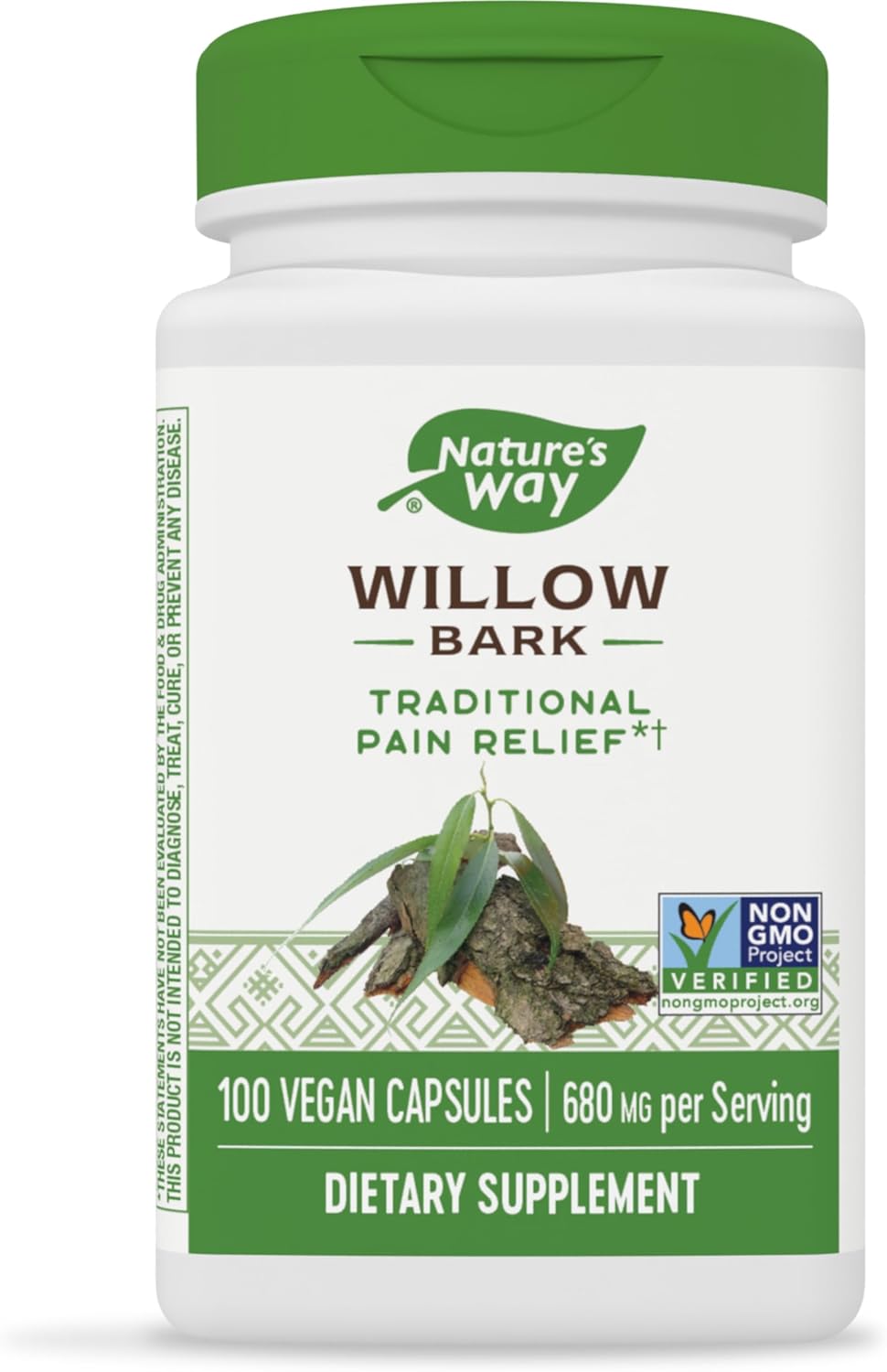 Nature’s Way Willow Bark, Traditional Relief of Discomfort Due to Occasional Overexertion*, Non-GMO Project Verified, 680 mg per Serving, 100 Vegan Capsules Nature’s Way Willow Bark, Traditional Relief of Discomfort Due to Occasional Overexertion*, Non-GMO Project Verified, 680 mg per Serving, 100 Vegan Capsules