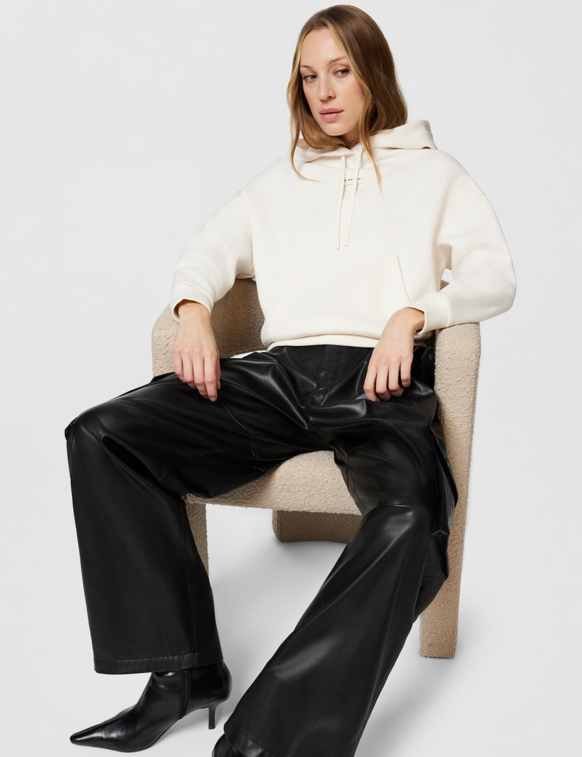 Armani Exchange Cross Gender, Cuffed Sleeve Small Front Logo Relaxed Fit Maglia di Tuta Donna (Pacco da 1)
