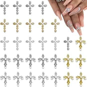 Supvox Nageldesign Metalldekor – Hohle Nagelstuds, Modernes Kreuz-Design Für DIY Nail Art