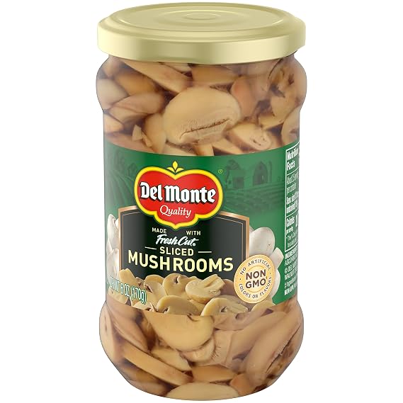Del Monte Mushrooms Slices 6 oz. Jar, 12 Pack