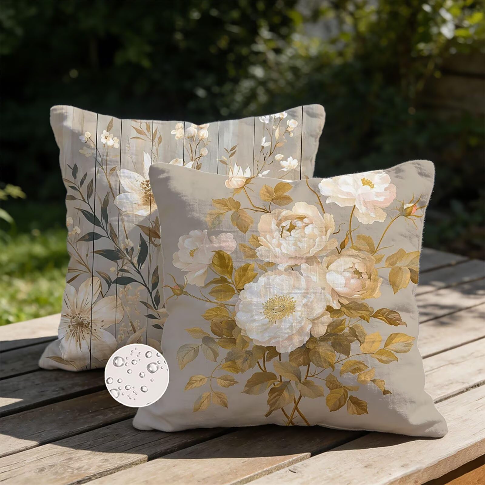 Housse de Coussin Canapé Botanique 75x75cm Exterieur Impermeable Flower Taie D'oreiller Décoratif Aesthetic Housse Coussin Decoration pour Chambre Sofa Jardin Balcon Terrasse Lot de 2. Q-515
