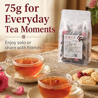 Rose Black Tea Blend - 25 Triangular Bags, 75g | Balanced Flavor, Portable(2pcs)