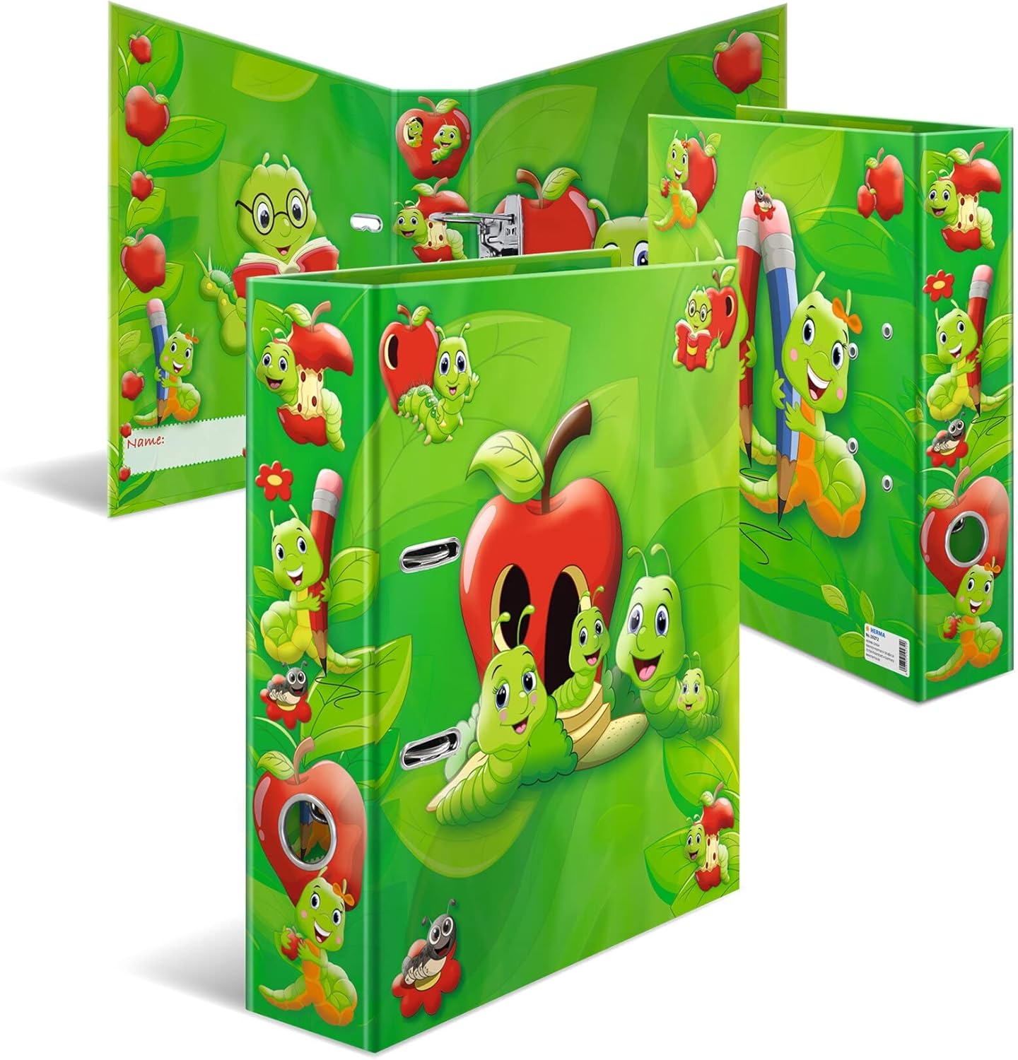 HERMA Lever Arch File Kindergarten Animals with Fritz The Worm Motif, A4, 70 mm Spine, with Inner Print, 1 Folder