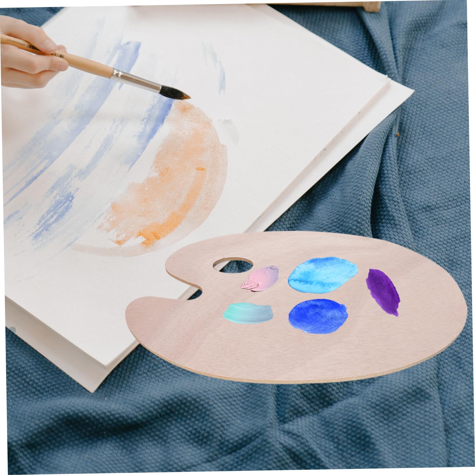 NUOBESTY Tavolozza Beige Dipingere 2 Pezzi in Legno per Studenti | Superficie Liscia senza Sbavature, Uso Pittura e Diy, Vassoio per Miscelazione dei Colori